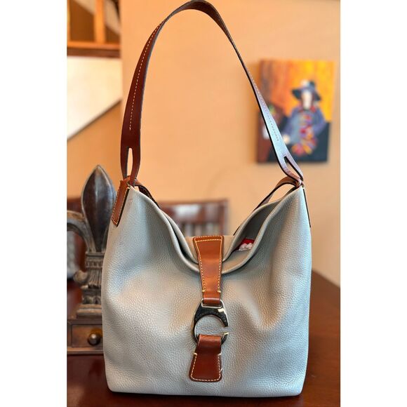 DOONEY & BOURKE - Derby Grey Pebbled Leather Hobo/Brown Vacchetta Leather Trim - Picture 9 of 15